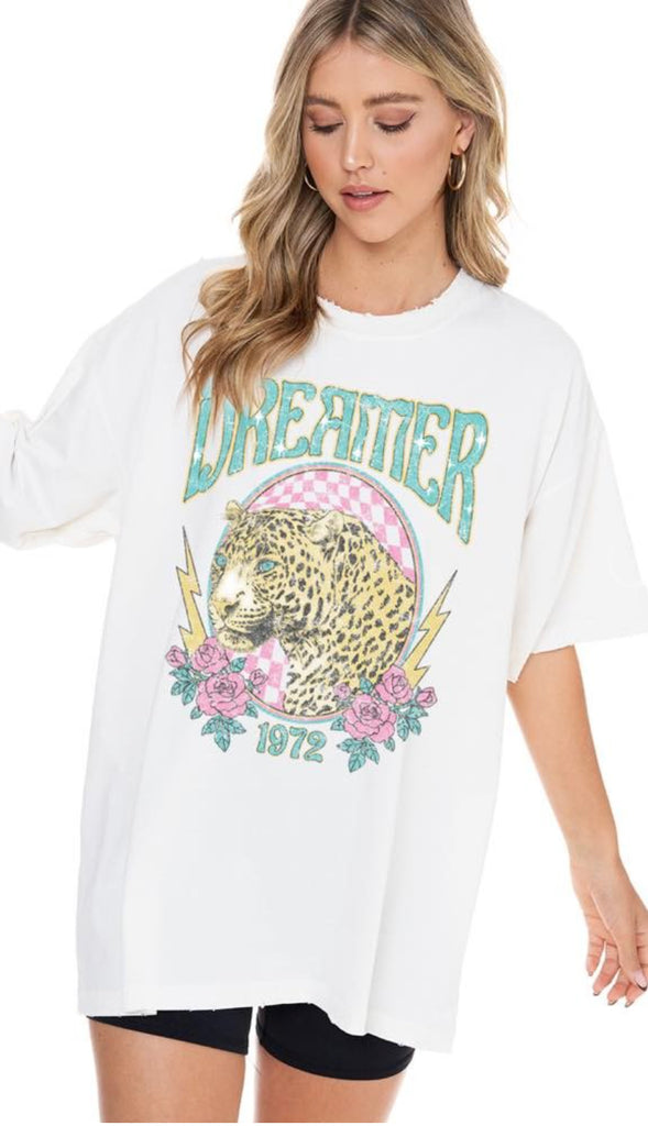 Dreamer Leopard Oversized Graphic
