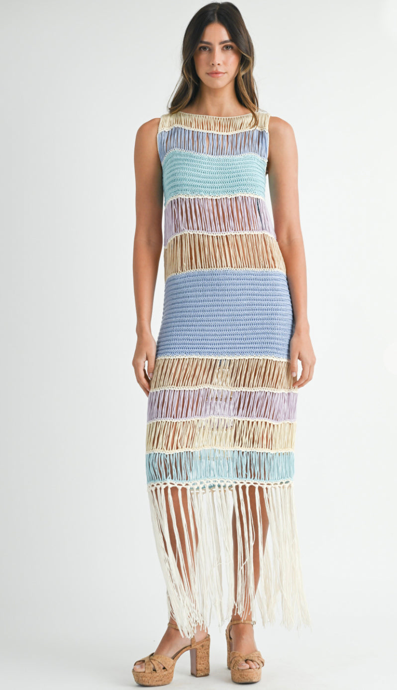 seaside dress crochet pattern Kendall Crochet Dress, Coastal Blue, Helen Jon XS