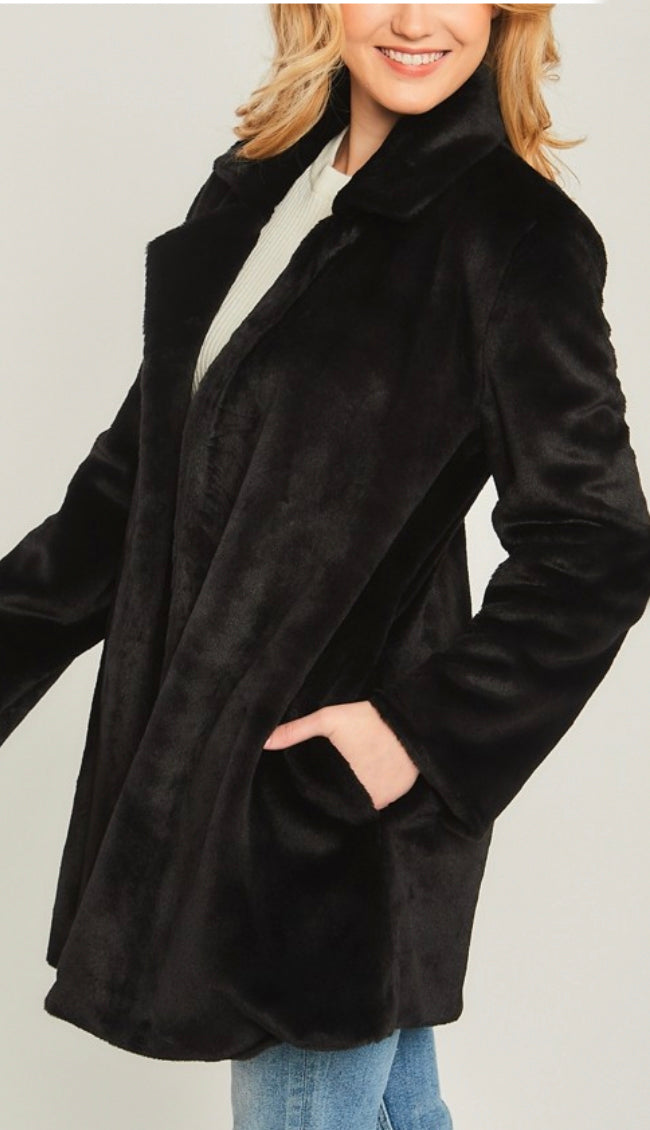 Teddy Fur Coat- Black