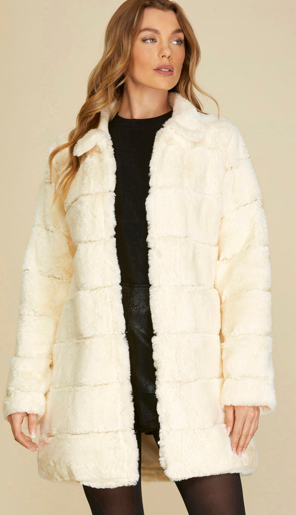 Cozy Chic Faux Fur Jacket- Black
