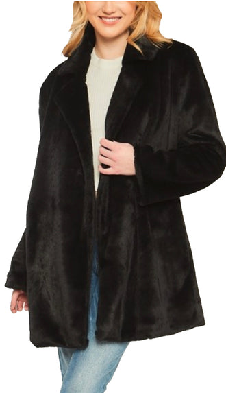 Teddy Fur Coat- Black