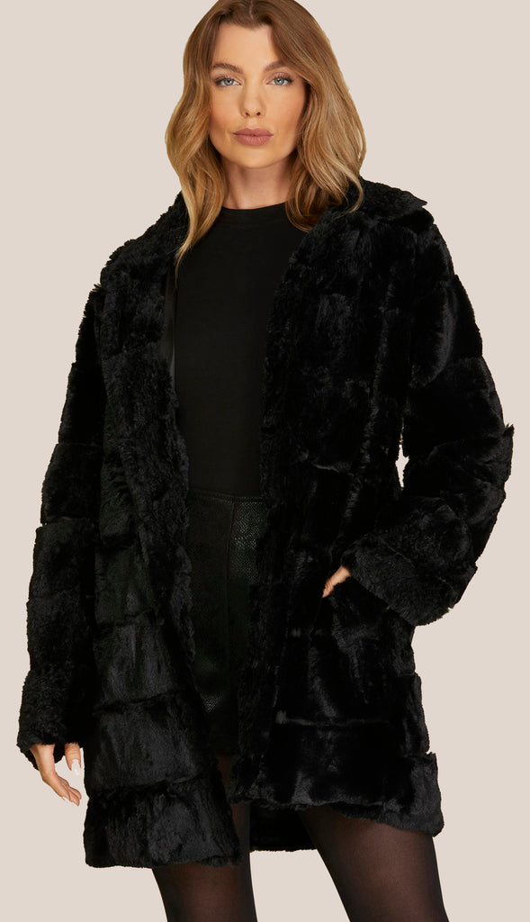 Cozy Chic Faux Fur Jacket- Black