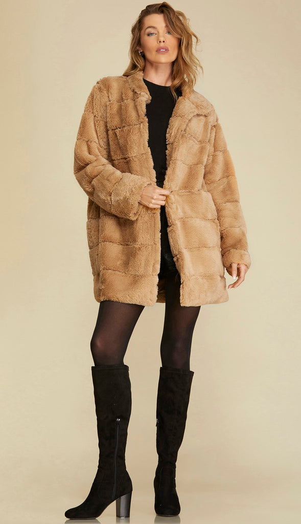 Cozy Chic Faux Fur Jacket- Black