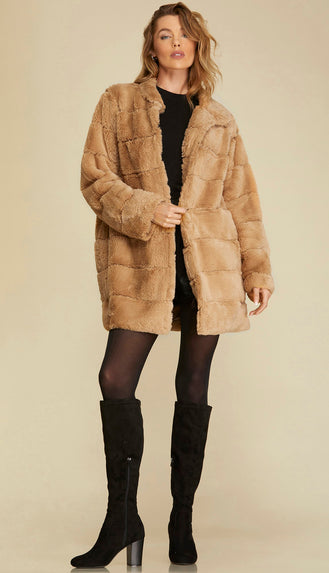 Cozy Chic Faux Fur Jacket- Black