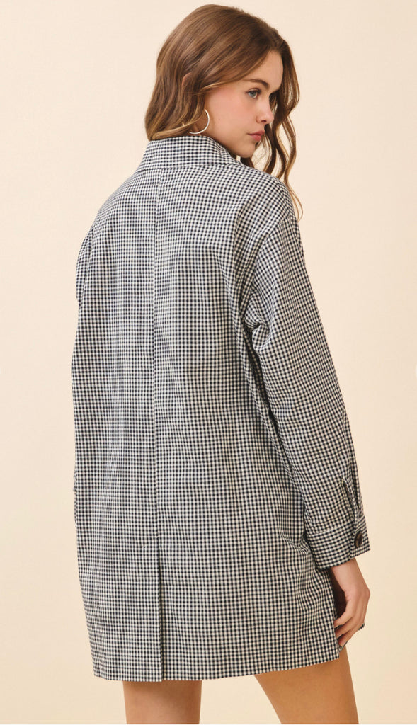 Charlotte Gingham Oversized Lightweight Jacket- Black