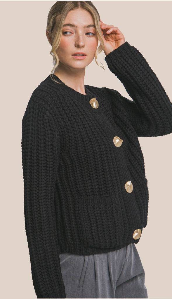Beth Chunky Knit Cardigan- Brown