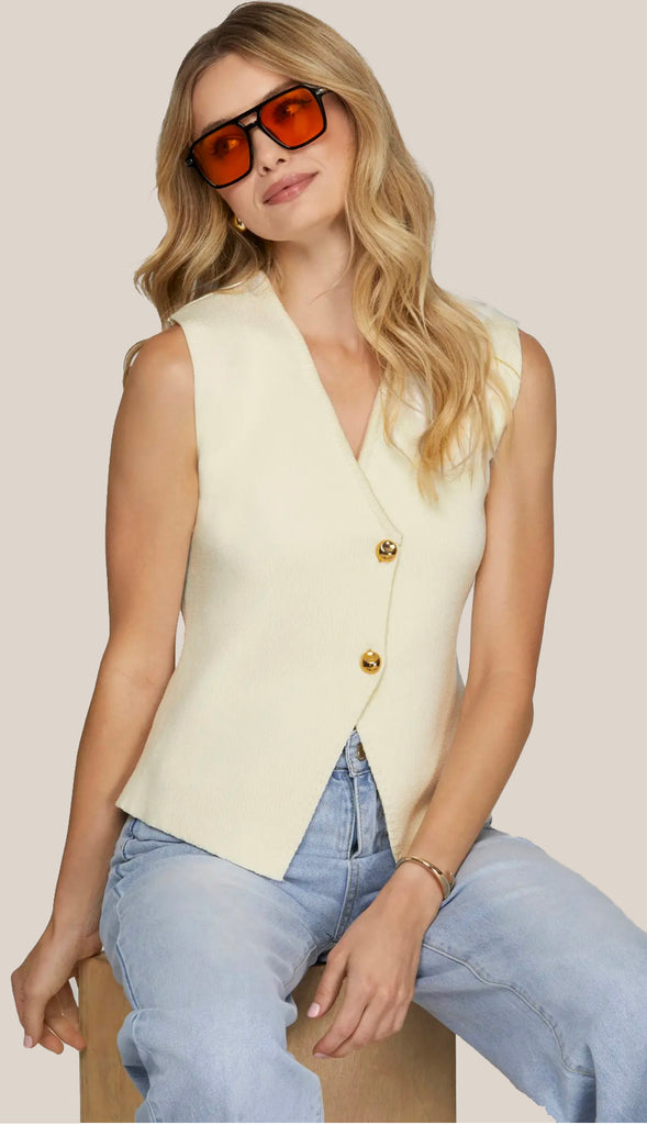Emily Sleeveless Longline Sweater Vest- Black