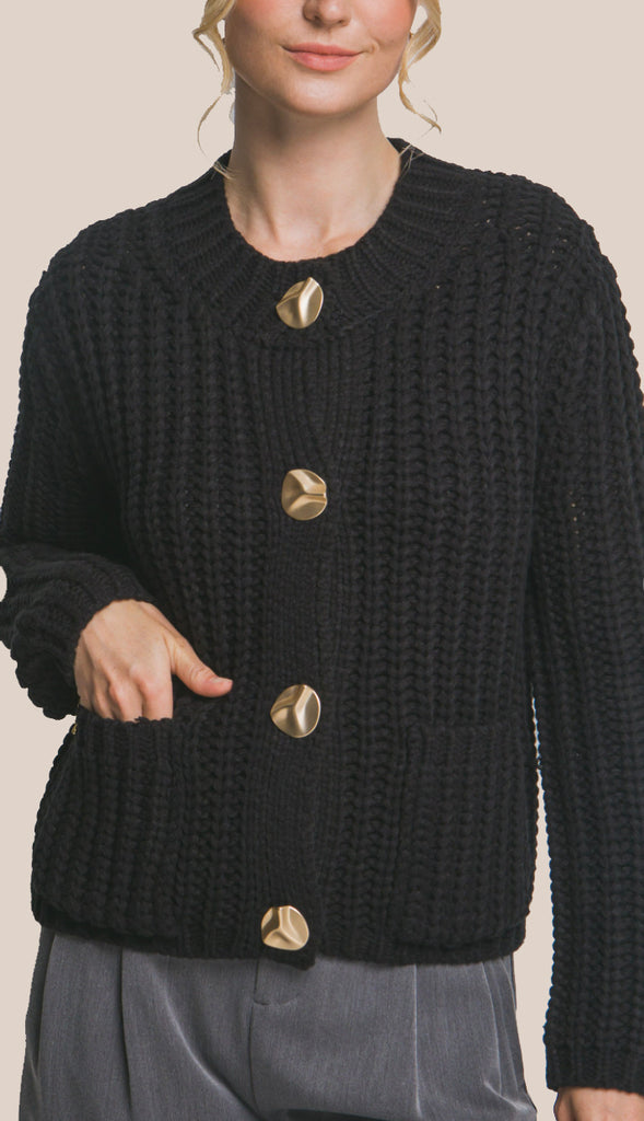Beth Chunky Knit Cardigan- Brown