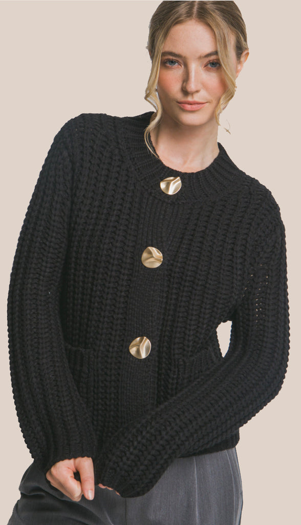 Beth Chunky Knit Cardigan- Brown