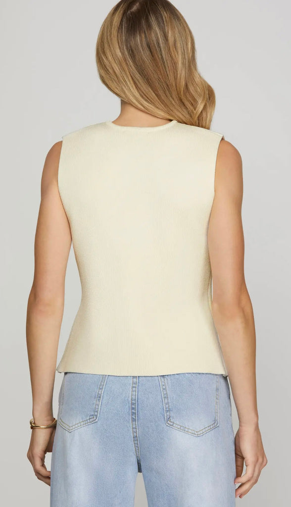 Emily Sleeveless Longline Sweater Vest- Cream
