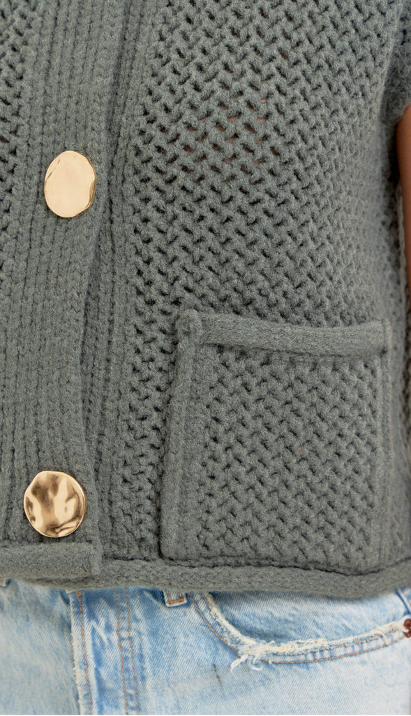 Cadence Gold Button Sweater- Cream