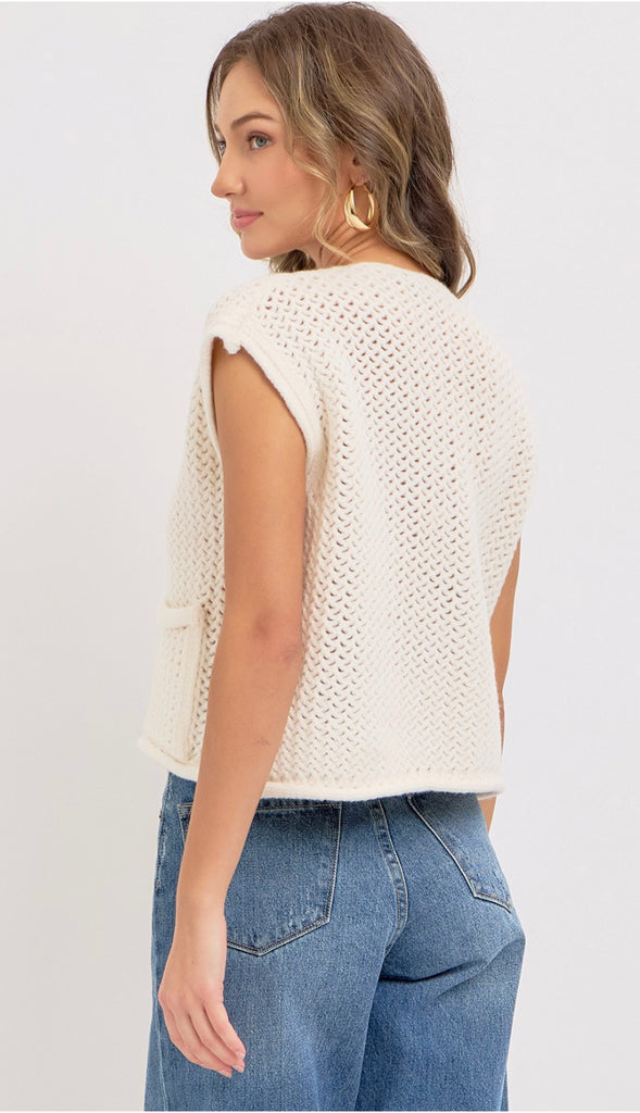 Cadence Gold Button Sweater- Cream