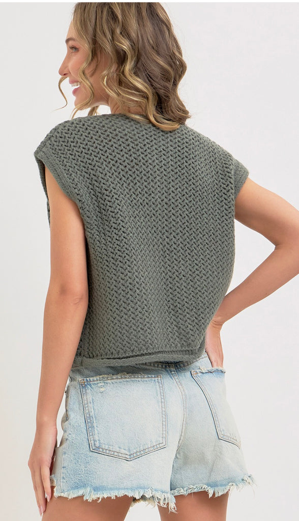Cadence Gold Button Sweater- Cream