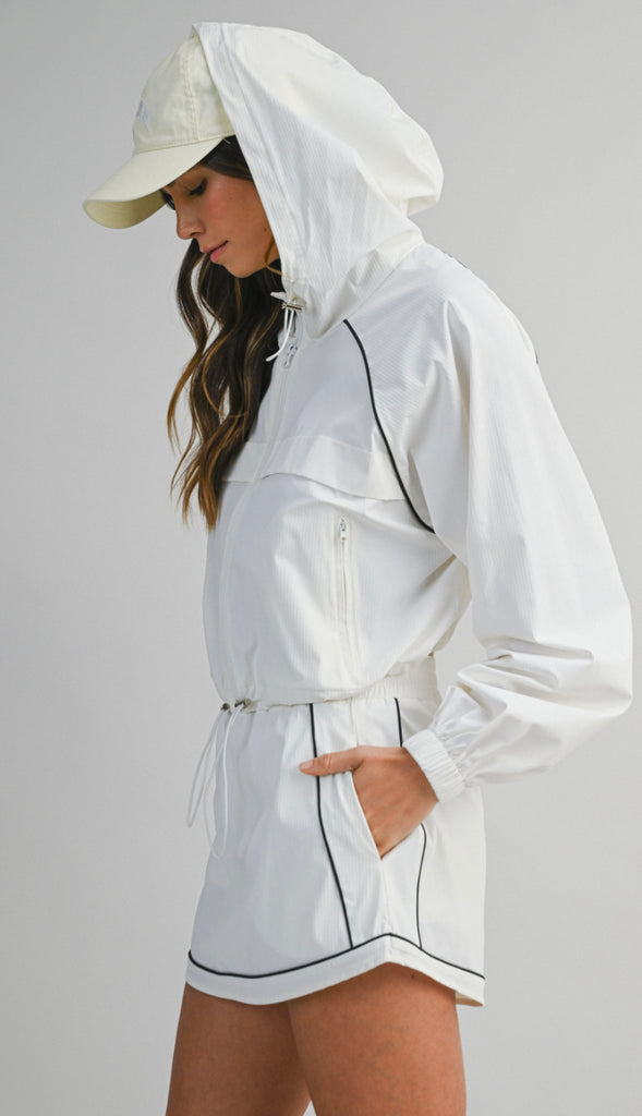 Windbreaker Jacket and Skort Set- Black