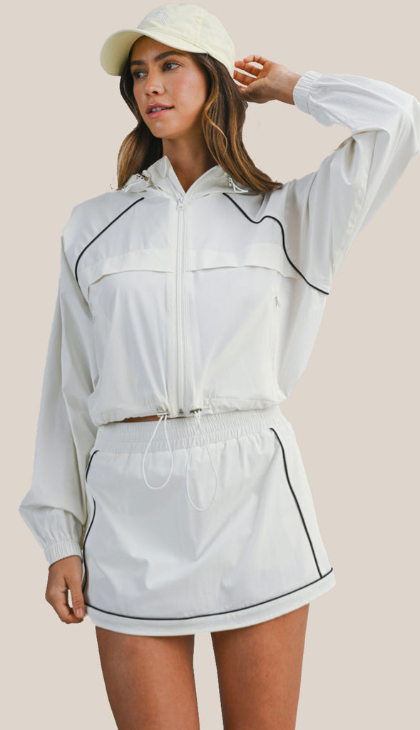 Windbreaker Jacket and Skort Set- Black