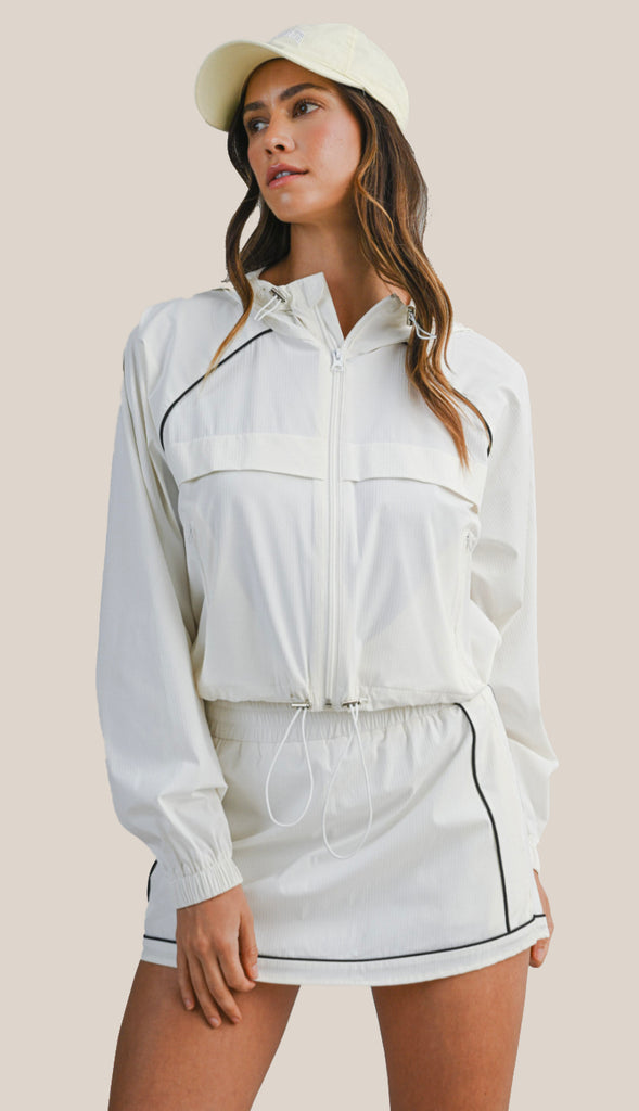 Windbreaker Jacket and Skort Set- Black