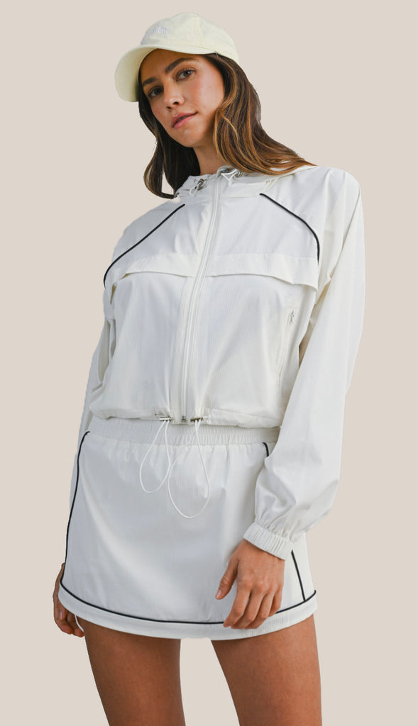 Windbreaker Jacket and Skort Set- Black