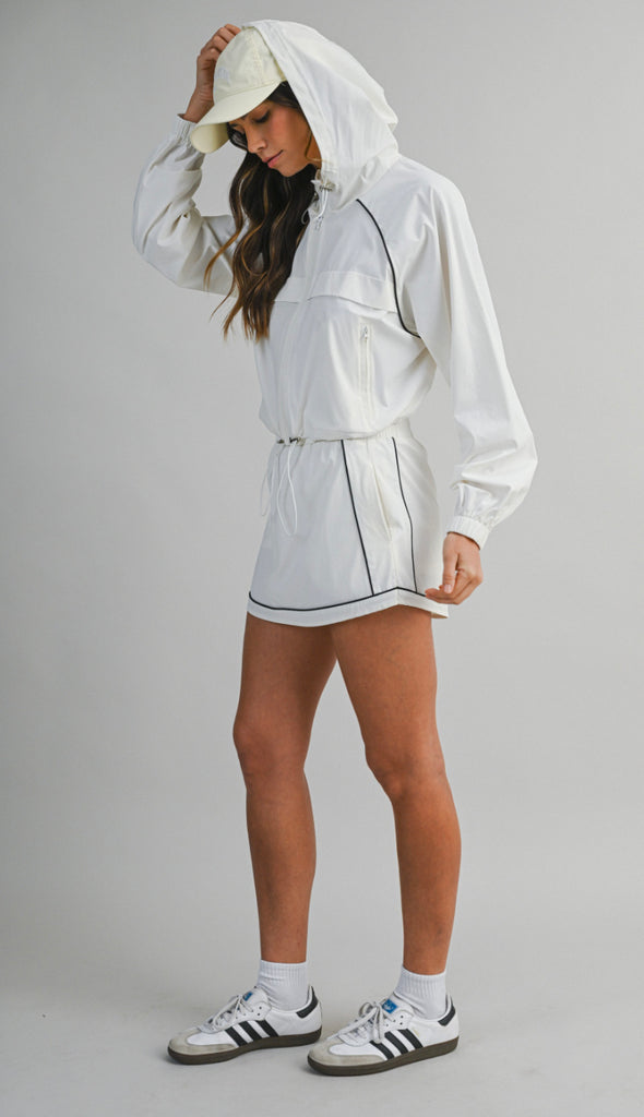 Windbreaker Jacket and Skort Set- Black