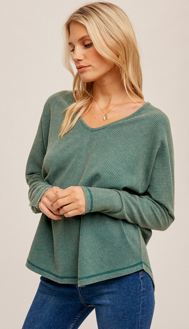 Comfort Today Washed Thermal Top - Green