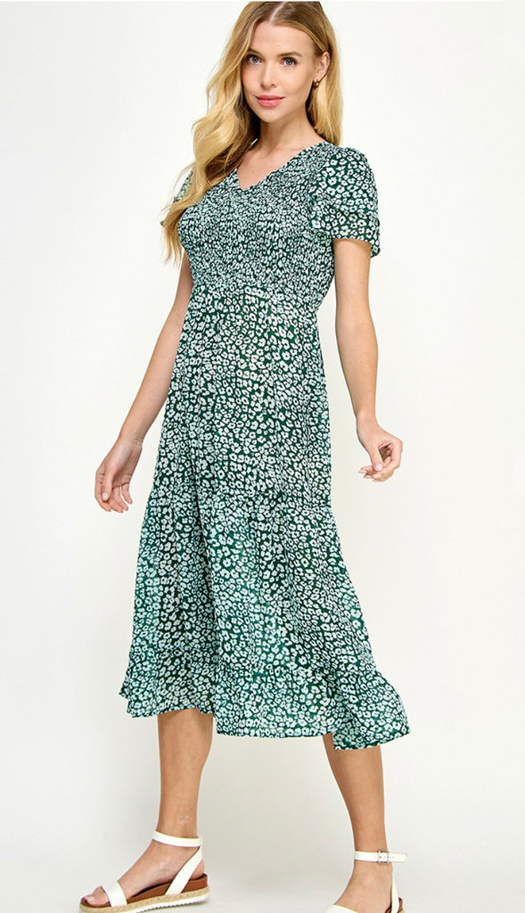 Daphne Tiered Midi Dress- Green