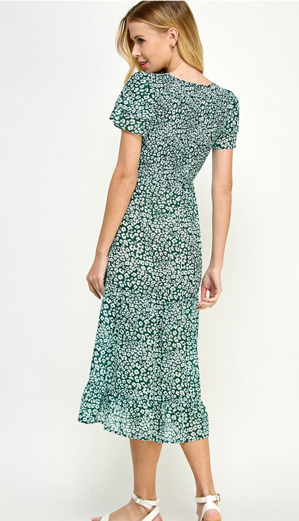 Daphne Tiered Midi Dress- Green