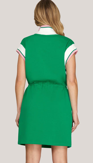 Let's Pickleball Half Zip Knit Dress- Green