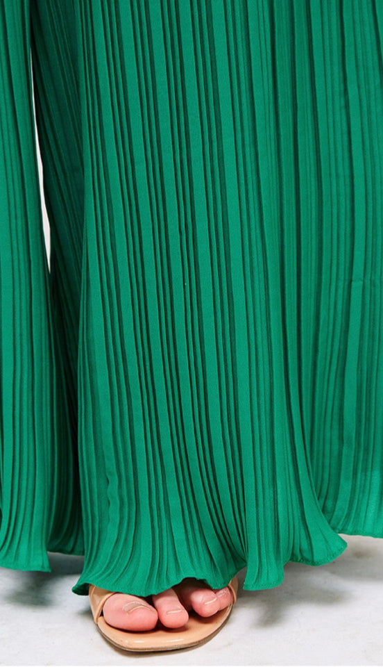 Willa Pleated Jumpsuit- Green