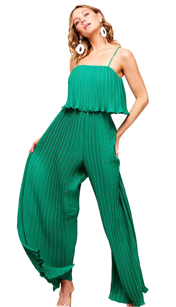Willa Pleated Jumpsuit- Green