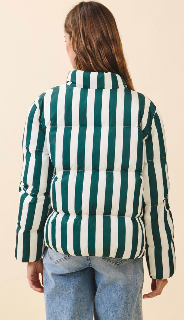 At The Rink Quilted Puffer Jacket- Hunter Green