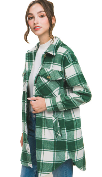 Game Day Plaid Shacket- Green