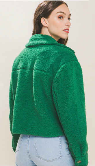 Winter Games Button Up Sherpa- Green