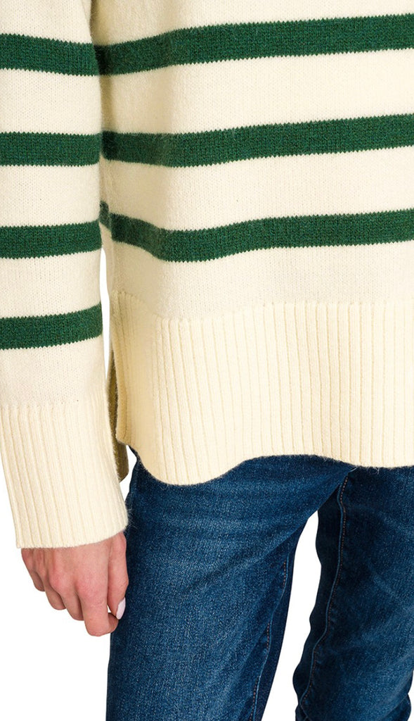 Becka Oversized Striped Sweater- Hunter Green