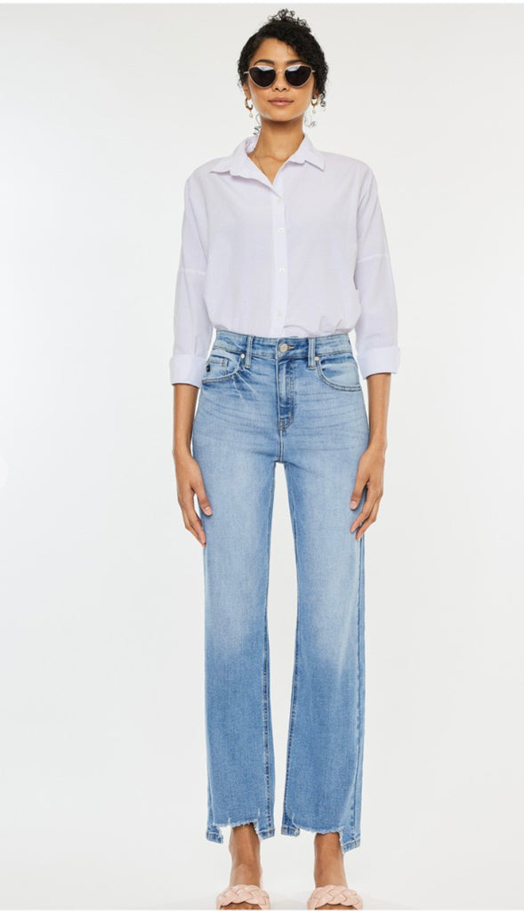 Kancan High Rise Straight Denim- Medium Wash