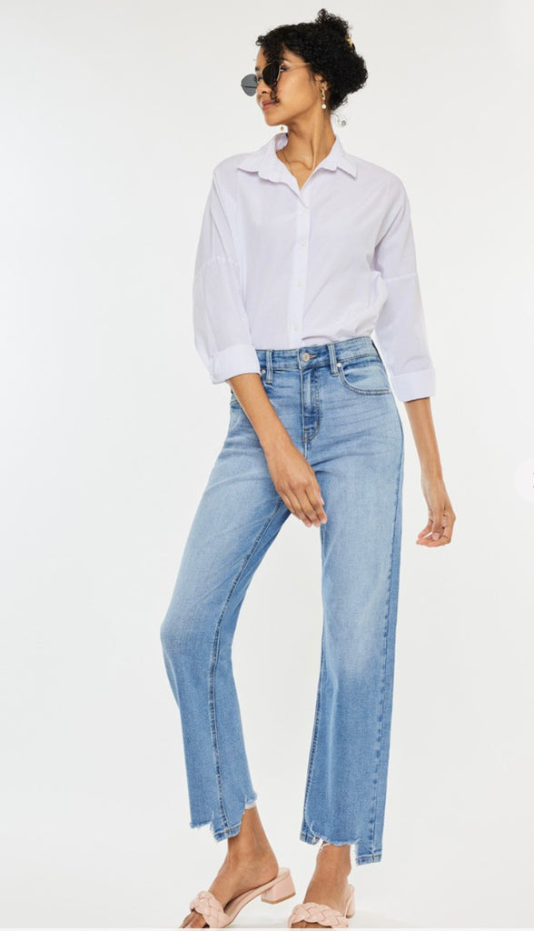 Kancan High Rise Straight Denim- Medium Wash