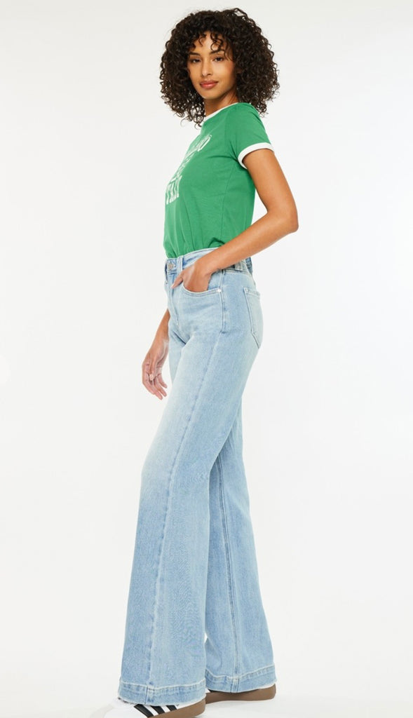 Kancan High Rise Wide Straight Denim- Light Wash