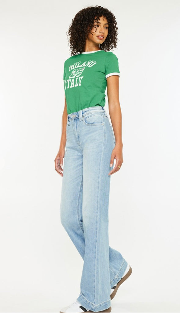 Kancan High Rise Wide Straight Denim- Light Wash
