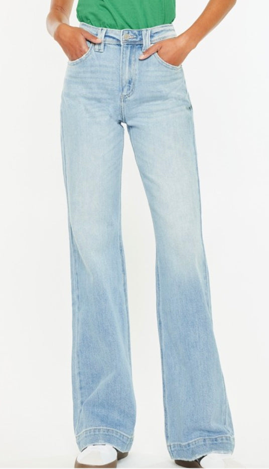 Kancan High Rise Wide Straight Denim- Light Wash