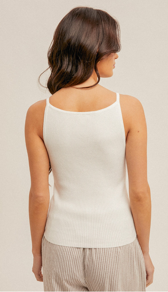 Bonni Ribbed Knit Tank Top- Ivory