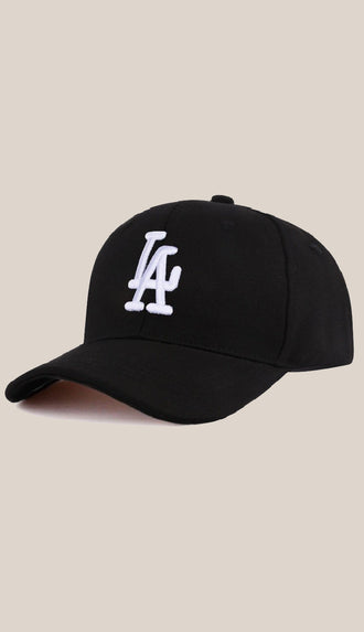 City Logo Embroidered LA Baseball Cap- LA Black