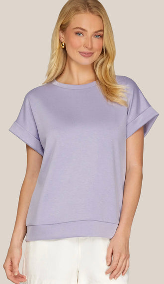 Jayme Drop Shoulder Knit Top- Lilac