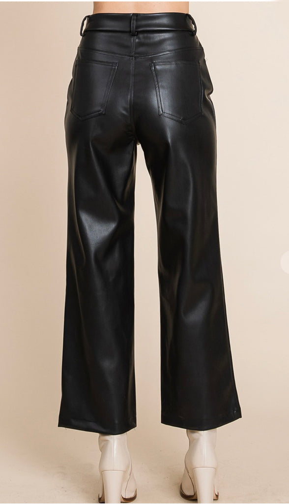 Harley Faux Leather Crop Pants- Black