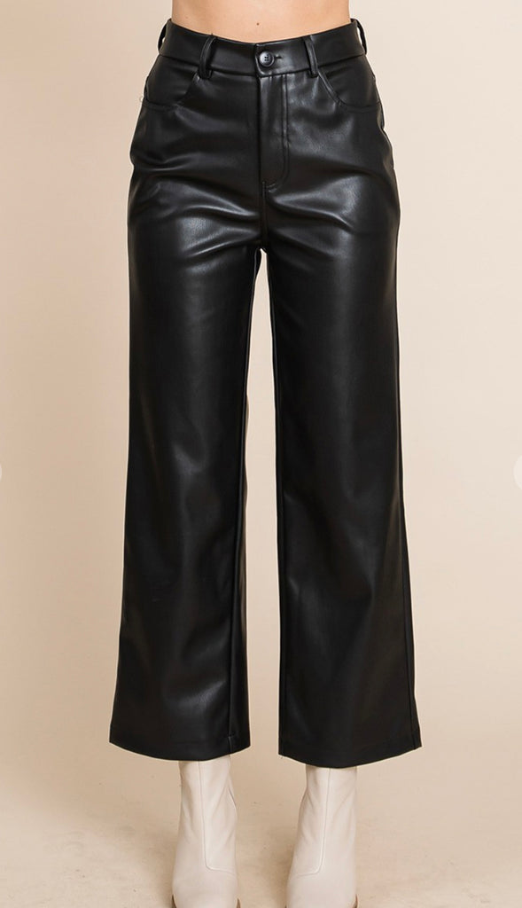 Harley Faux Leather Crop Pants- Black