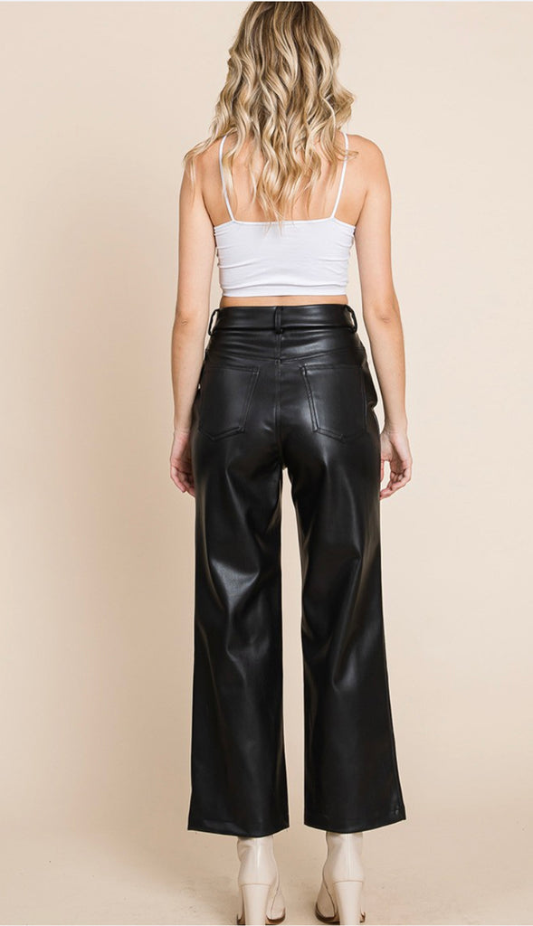 Harley Faux Leather Crop Pants- Black