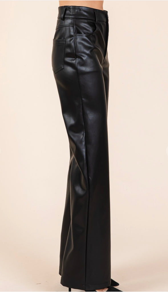 Harley Faux Leather Full Length Pants- Black