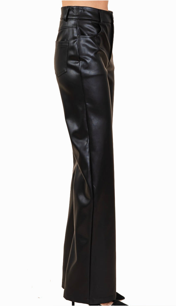 Harley Faux Leather Full Length Pants- Black