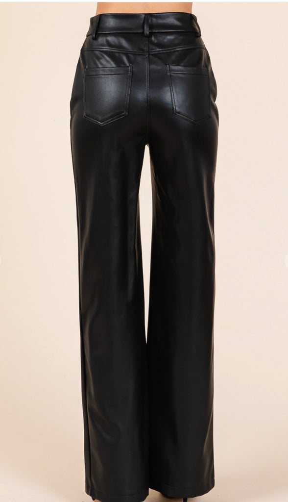Harley Faux Leather Full Length Pants- Black