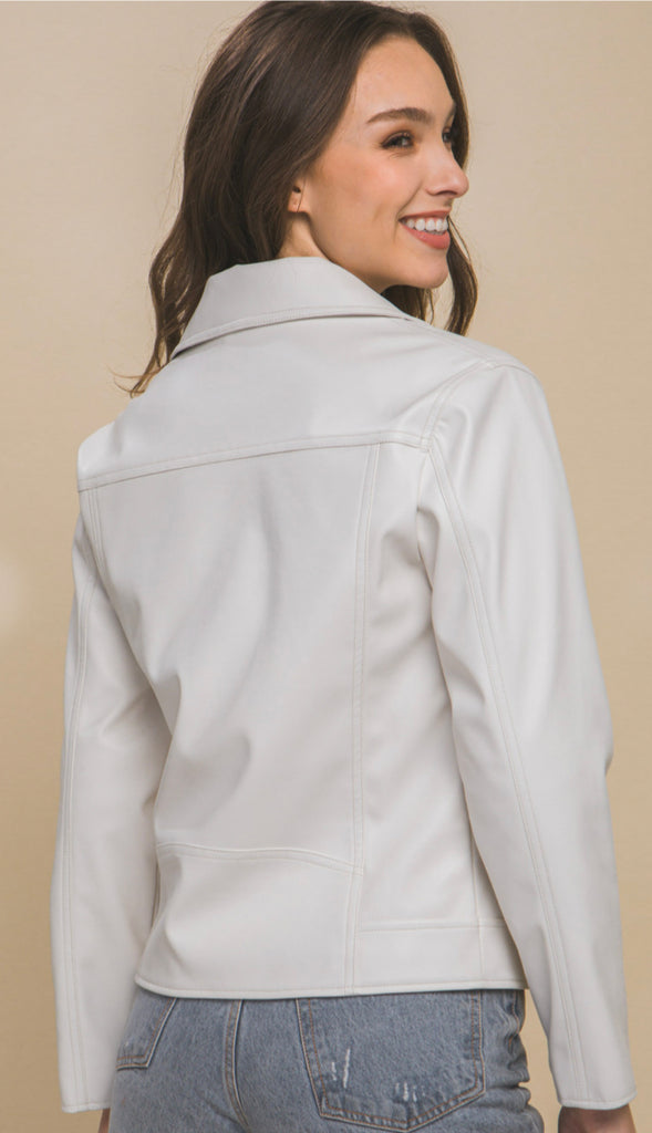 On Edge Leather Moto Jacket- Lime