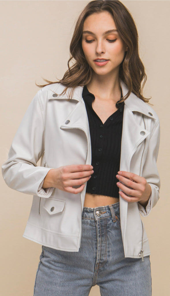 On Edge Leather Moto Jacket- Lime