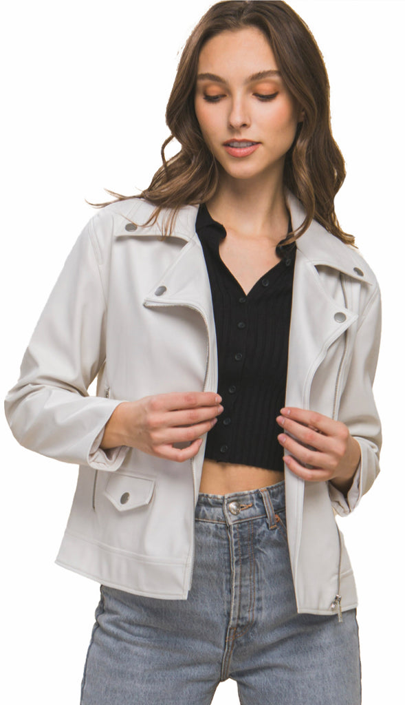 On Edge Leather Moto Jacket- Lime