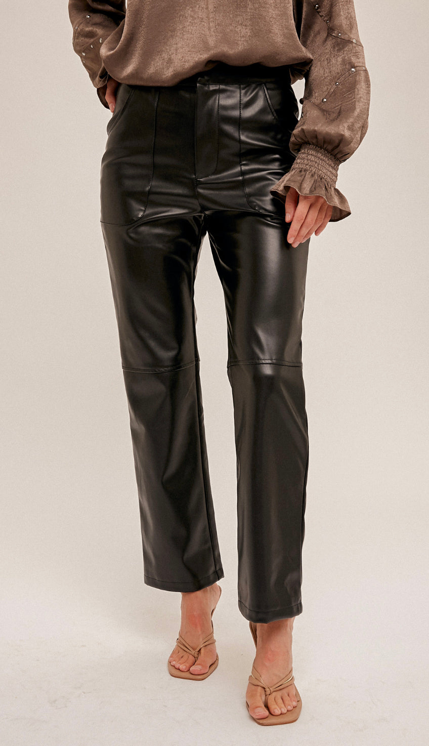 Elevate It Faux Leather Pants- Black